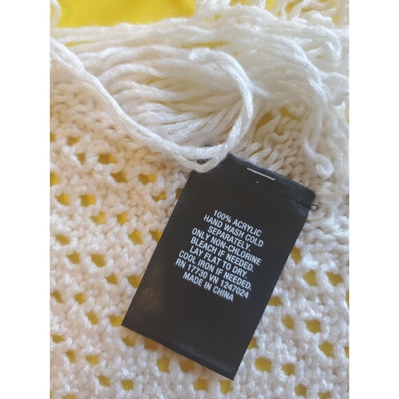 Knit Poncho Sweater W/ Fringe Women's X-Large Mossimo Bohemian Ivory - Picture 7 of 8